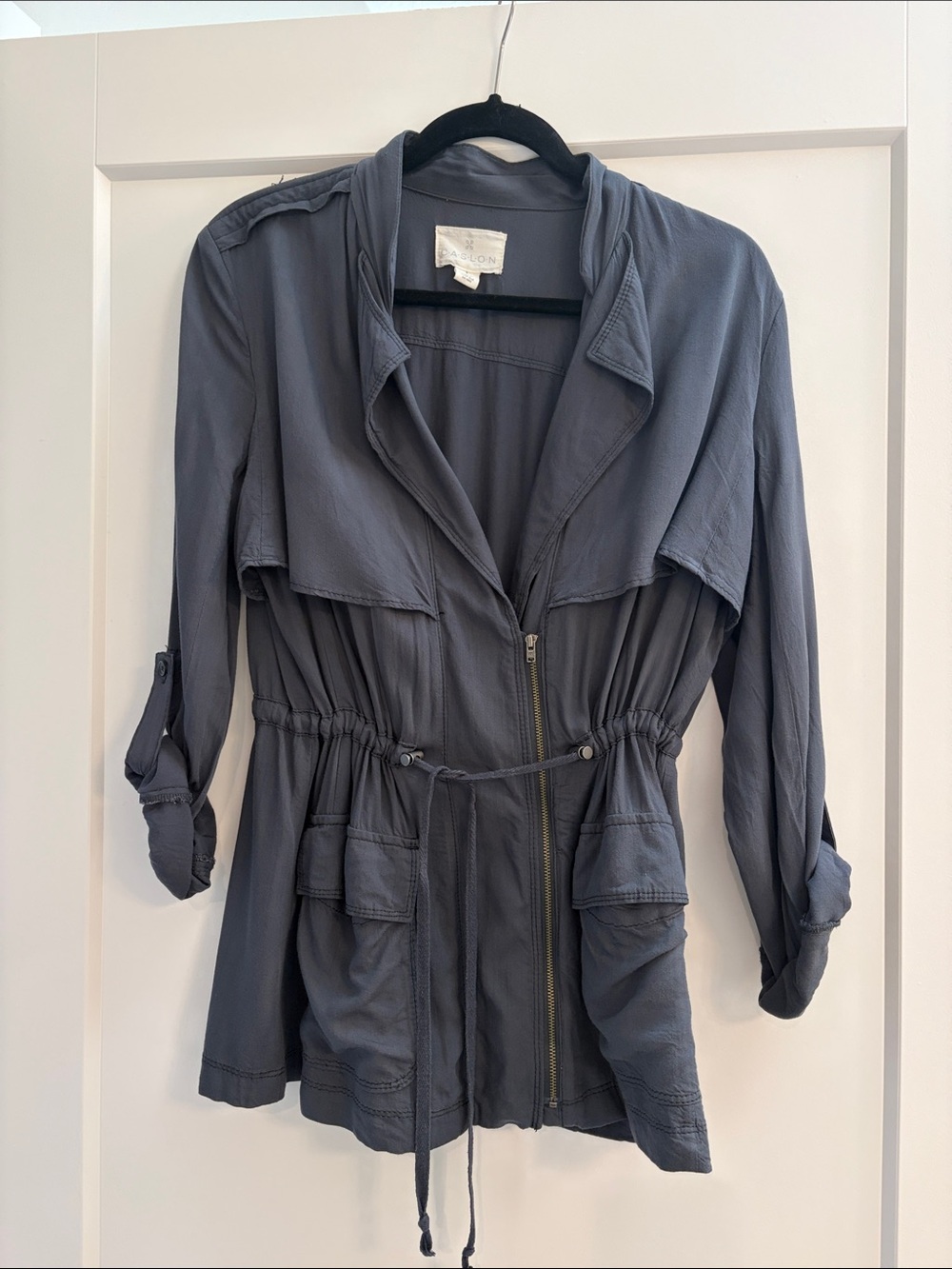 Caslon Slate Gray Drawstring Utility Jacket - Women
